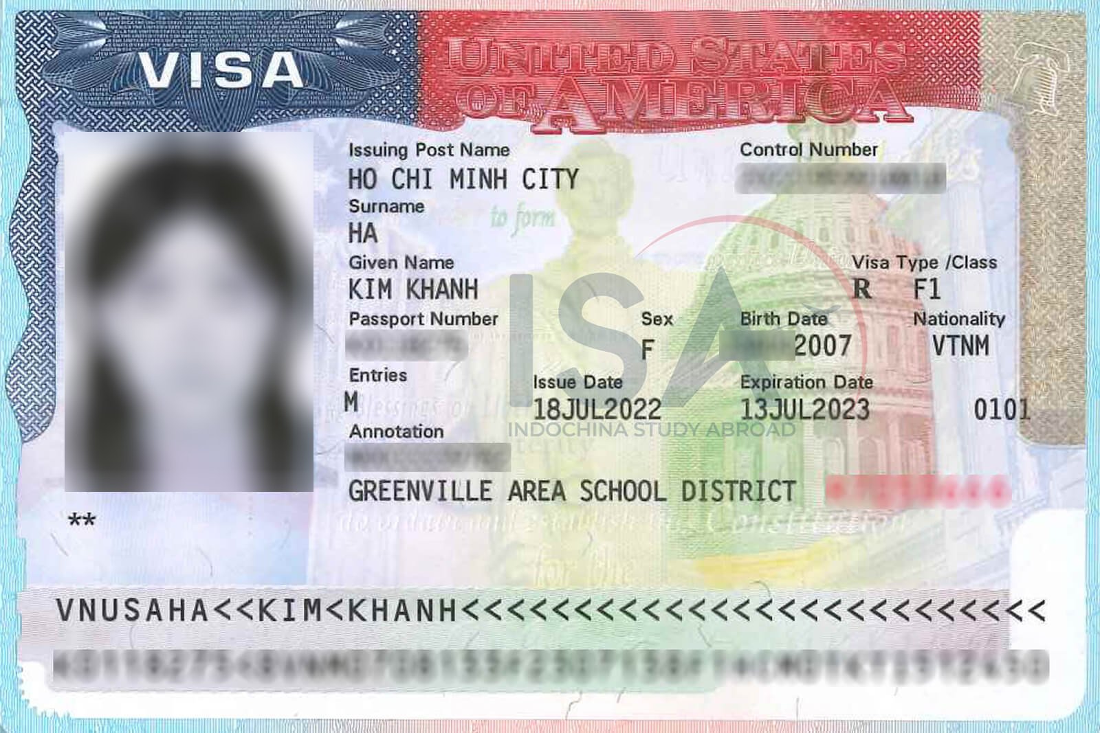 Trường trung học Greenville - Kim Khánh đã có được visa du học Mỹ chỉ 4 ngày sau vòng phỏng vấn.